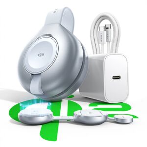 LISEN 3S+ Skladacia bezdrôtová nabíjacia stanica 3 v 1 pre iPhone, Apple Watch a AirPods s napájacím adaptérom a káblom - Nabíjačky, nabíjacie káble a iné káble