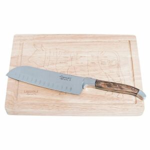Luxury Line Laguiole Santoku kés olívafa nyéllel és vágódeszka szett - Kés