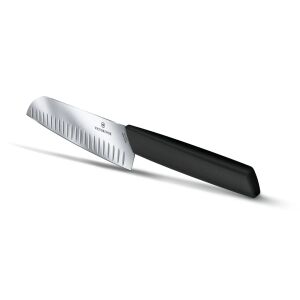 Santoku kés, bordázott penge, 17 cm, fekete VICTORINOX 6.9053.17KB