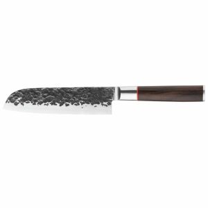 Sebra kovácsolt 18 cm-es séf Santoku kés zebrafából