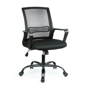 Ergonomikus irodai forgószék - Fekete, fix karfával