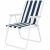Springos portable folding chair for camping or garden, blue and white stripes