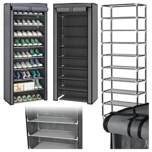 Mobil Textil Cipősszekrény - 9 polcos, 27 pár cipőhöz - Szürke