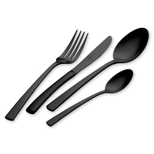 Close-up of Berlinger Haus Black Cutlery Set: Knife, Fork, Spoon