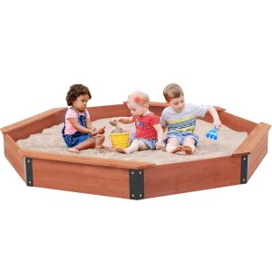 Großer Sandkasten für Kinder GINGER HOME, Holz OCTAGON, mit wasserdichter Abdeckung, 199x199x23 cm