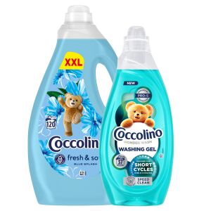 Coccolino Wonder Wash Speed Clean laundry gel and Blue Splash fabric softener combo pack - Laundry Gel