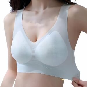 Sutien invizibil fără cusaturi, Linovit®, cu cupe fine, material respirabil si antibacterian, uscare rapida, Blue sky - Blue Sky, M 140634047 - Modă și îmbrăcăminte