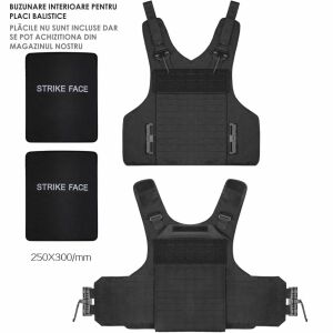 Nastaviteľná taktická vesta Linovit®, vodeodolná, systém MOLLE, modulárne vrecká, držiak na balistické pláty, na airsoft, paintball, poľovníctvo alebo outdoorové aktivity, čierna 140637919 - Linovit