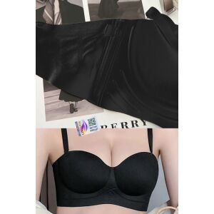 Sutien fara armaturi si fara cusaturi, Linovit®, Push-up, Bretele detasabile, Sistem dublu de prindere, Ideal pentru rochii cu spatele gol, Negru - Black, XL 140590669 - Modă și îmbrăcăminte