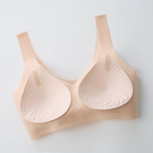 Sutien invizibil fără cusaturi, Linovit®, cu cupe fine, material respirabil si antibacterian, uscare rapida, Bej - Beige, M 140707471 - Modă și îmbrăcăminte