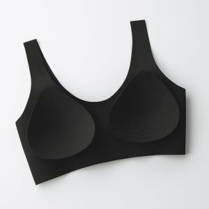 Sutien invizibil fără cusaturi, Linovit®, cu cupe fine, material respirabil si antibacterian, uscare rapida, Negru - Black, XL 140588207 - Modă și îmbrăcăminte