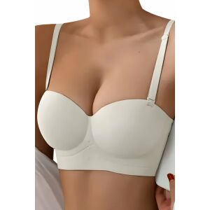 Sutien fara armaturi si fara cusaturi, Linovit®, Push-up, Bretele detasabile, Sistem dublu de prindere, Ideal pentru rochii cu spatele gol, Alb - White, S 140656715 - Modă și îmbrăcăminte