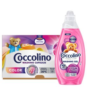 Coccolino Wonder Wash течен перилен препарат и Color капсули за пране комбиниран пакет - Детергент