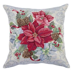 Față de pernă Home of Christmas gobelin cu stea de Crăciun și design con de pin - Lenjerie de pat