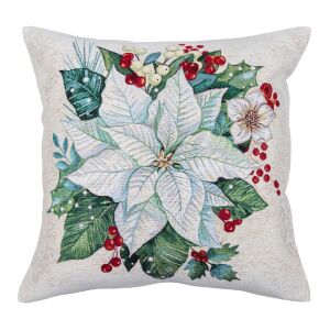 Home of Christmas Гобленова калъфка за възглавница с бяла коледна звезда, 45x45 см - Декоративна възглавница