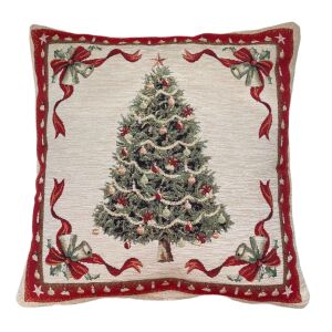 Față de pernă Home of Christmas Gobelin cu brad de Crăciun decorat, 45x45 cm - Perne decorative