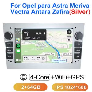 Radio auto ILIKE 2DIN cu GPS pentru Opel Astra, Meriva, Vectra, Antara, Zafira cu 2GB RAM și 64GB stocare, afișând navigația GPS - Unități principale
