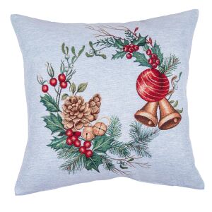 Home of Christmas Gobelin față de pernă cu coroană și con de pin, 45x45 cm - Lenjerie de pat