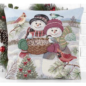 Home of Christmas Goblen jastučnica Snjegovići 45x45 cm, svečani zimski ukras - Ukrasni jastuk