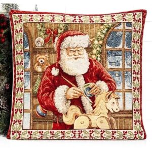 Home of Christmas гобелен калъф за възглавница Дядо Коледа игрален магазин 45x45 cm 139049016 - Декоративна възглавница