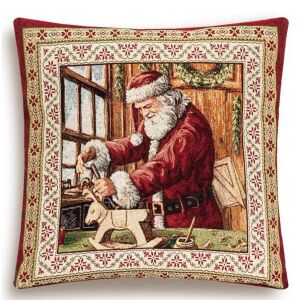 Jastučnica Home of Christmas Gobelin s motivom radionice Djeda Mraza, 45x45 cm - Ukrasni jastuk