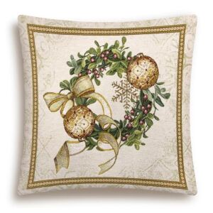 Față de pernă Home of Christmas Gobelin cu design de coroană aurie - Lenjerie de pat