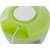 Green manual food chopper with stainless steel blade, close-up of the cord