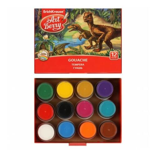 Erich Krause ArtBerry 12 színű tempera készlet, 20ml tégelyek, élénk színek gyerekeknek és művészeknek