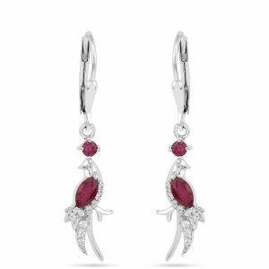 Ezüst Fülbevaló Thai Rubinnal - 1.12 Karát 139054239 - Női kiegészítő