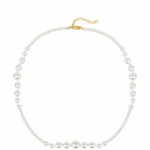 Aranyozott Ezüst Nyaklánc Krém Édesvízi Gyöngyökkel 139054272 - Nőknek