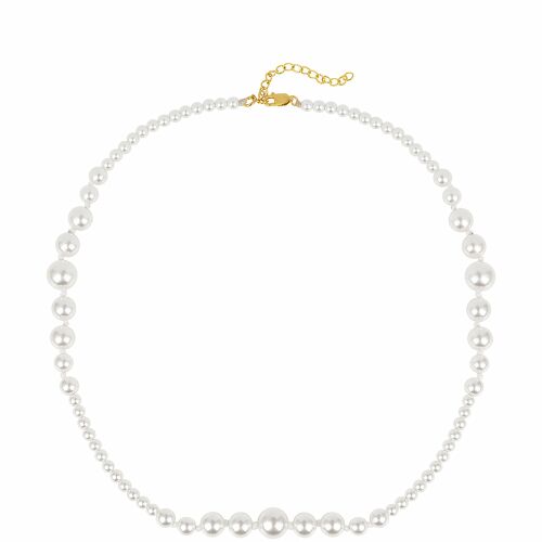Aranyozott Ezüst Nyaklánc Krém Édesvízi Gyöngyökkel 139054272