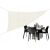 GardenLine beige triangle shade sail 3x3x3m providing shade over outdoor dining area