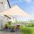 GardenLine beige triangle shade sail over patio