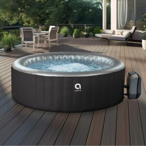 Avenli London 3-Person Inflatable Hot Tub in Black on Deck - Inflatable Hot Tub