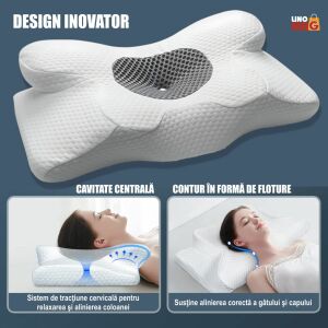 Ortopedický vankúš Linomag v tvare motýľa na úľavu od bolesti krku, pamäťová pena, ergonomický dizajn, podpora hlavy a krku - Cestovné vankúše