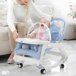 Linomag 5 in 1 balansoar, scaun de masa, carucior cu bebelus - Hrănire