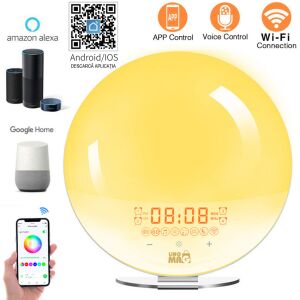 Linomag® Intelligens Ébresztőóra - Napkelte/Napnyugta Szimuláció, FM Rádió, Alexa/Google Home