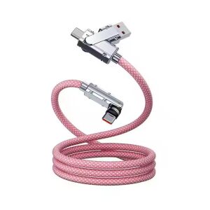 Cablu Încărcare Rapidă 2-în-1, 60W, Rotire 540°, Universal, Roz 139079733 - Cabluri de date
