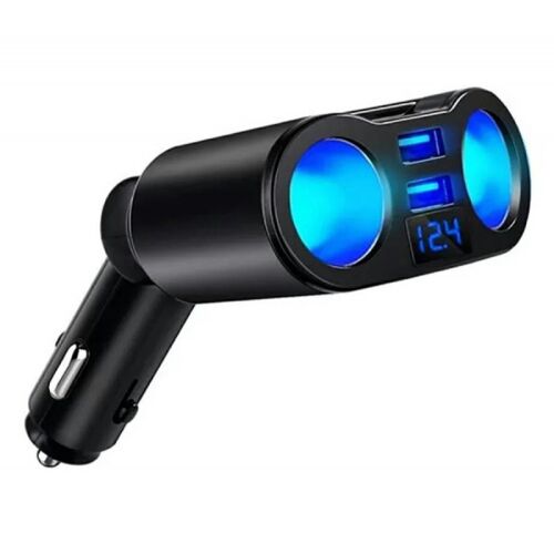 Splitter bricheta auto cu voltmetru/USB, 3,1A, 1A, 12/24V DC, 100W, 13 x 7,5 x 3,2cm, negru 139079931