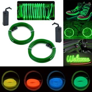 El Wire fényfüzér készlet kerékpárkerék-hangoláshoz, 4 m hosszú, inverterekkel együtt, zöld