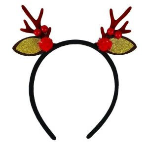 Cordeluta coarne ren si urechi, accesoriu decorativ Craciun, sclipici auriu 139080378 - Fejpánt, fejkendő