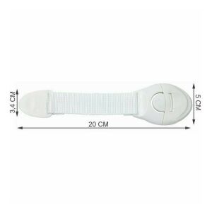 Dimensiunile sistemului de siguranta flexibil alb pentru sertare si usi - Încuietori de siguranță pentru copii