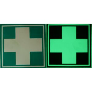 Foszforeszkáló információs tábla Elsősegélynyújtó pont, 10x10 cm 139080574 - Figyelmeztető matrica