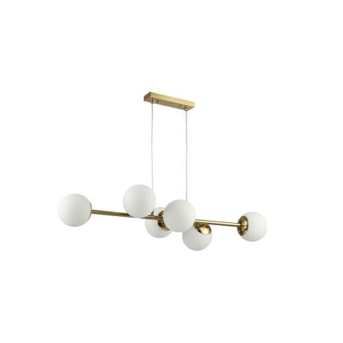 Modern, 6 ágú Sputnik függőlámpa matt üveg búrákkal