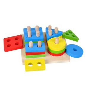 Fa kockák, geometrikus formák, 4 oszlop, többszínű