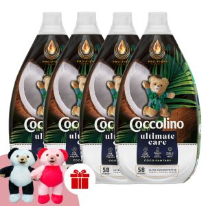 Coccolino Ultimate Care Coco Fantasy Ultra Concentrated Rinse 232 washes 4x870ml + Gift 1pcs Coccolino Bear