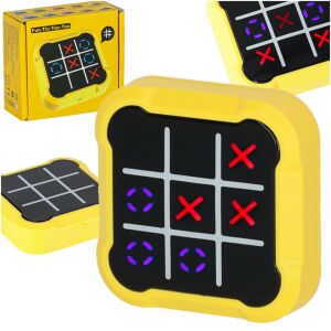 Sárga 4 az 1-ben elektronikus kézi tic-tac-toe konzol gyerekeknek