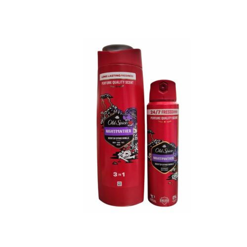 Old Spice Night Panther Duschgel und Shampoo 400ml und Deodorant Spray 150ml Set