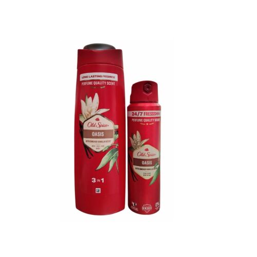 Tusfürdő és sampon 3 az 1-ben Old Spice Oasis testre, hajra és arcra, 400 ml + Dezodor spray Old Spice Oasis, 150 ml