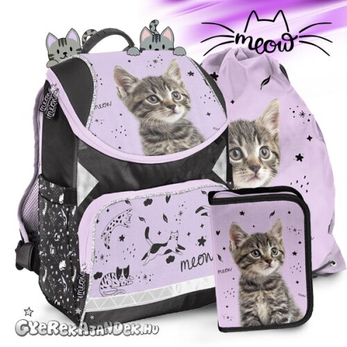 Paso Meow Cicás Anatómiai Iskolatáska Szett Lányoknak